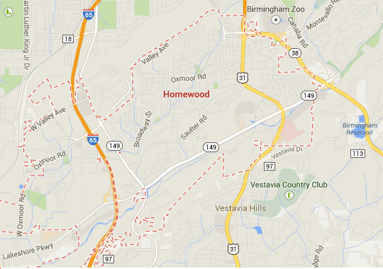 Google Map of Homewood 8 bit